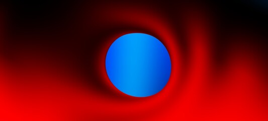 Fototapete - Abstract blue and red liquid wavy shapes futuristic banner. Glowing retro waves wide background