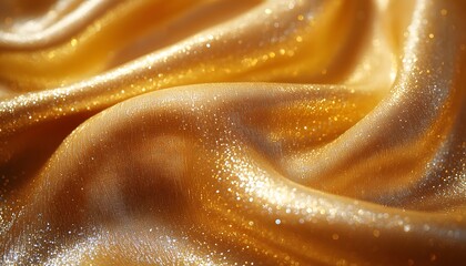 Aufkleber - Shimmering golden satin fabric with smooth texture and sparkling highlights, perfect for elegant designs and luxurious backgrounds, adding richness to any project