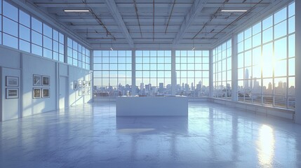 Wall Mural - Empty gallery, display, city view, urban, real estate