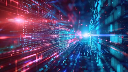 Poster - Explore a vibrant digital landscape representing the dynamic flow of data across the internet, showcasing advanced technology and future possibilities.