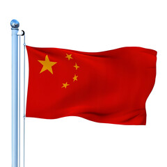 The Chinese Flag Waving Proudly isolated on transparent background 