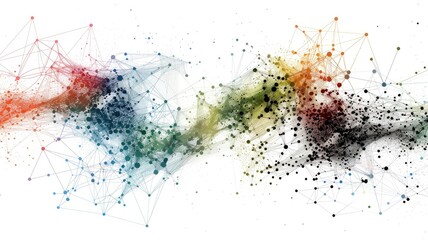 Poster - Abstract artwork depicting a critical network partitioning concept with colorful dots and lines. Ideal for technology and data visualizations.