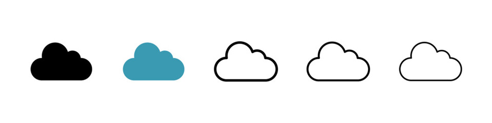 Fototapete - Cloud icons vector pack in black and blue colors