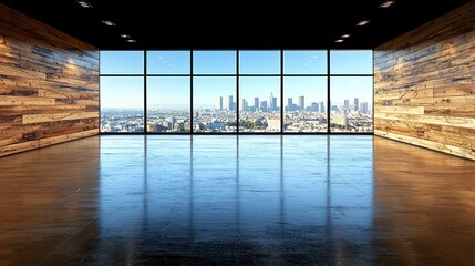 Canvas Print - Empty room, city view background, interior design