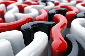 Poster - This vibrant abstract image showcases smooth, curvy shapes in striking red, black, and white. The three-dimensional design creates depth and visual interest.