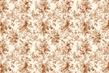 Poster - Floral Toile Tapestry Pattern. Vintage botanical wallpaper pattern. Background image. Created with Generative AI technology