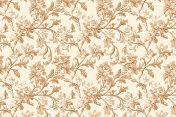 Poster - Floral Toile Tapestry Pattern. Vintage botanical wallpaper pattern. Background image. Created with Generative AI technology