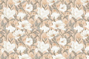 Poster - Floral Toile Tapestry Pattern. Vintage botanical wallpaper pattern. Background image. Created with Generative AI technology