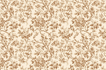 Poster - Floral Toile Tapestry Pattern. Vintage botanical wallpaper pattern. Background image. Created with Generative AI technology