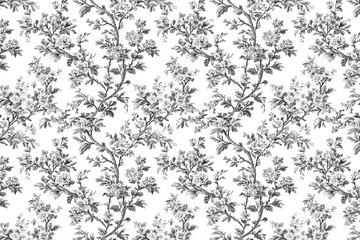 Poster - Floral Toile Tapestry Pattern. Vintage botanical wallpaper pattern. Background image. Created with Generative AI technology