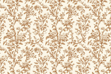 Poster - Floral Toile Tapestry Pattern. Vintage botanical wallpaper pattern. Background image. Created with Generative AI technology