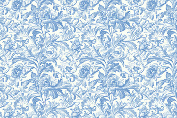 Poster - Floral Toile Tapestry Pattern. Vintage botanical wallpaper pattern. Background image. Created with Generative AI technology