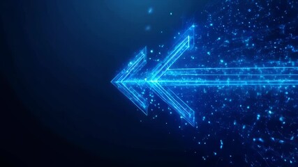 Poster - Dynamic blue arrow moving through digital space with particles and sparks