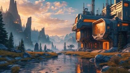 Canvas Print - Sci-fi space station