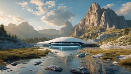 Wall Mural - a picture of nature and a futuristic world