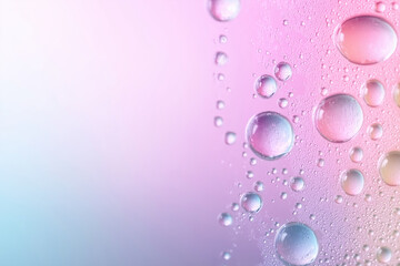 Poster - Bubbles on a pastel background near a purple and blue gradient at a close distance