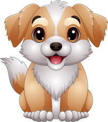 Wall Mural - vector cartoon happy cute little dog