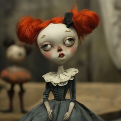 Wall Mural - Whimsical Art Doll: A Portrait of Melancholy