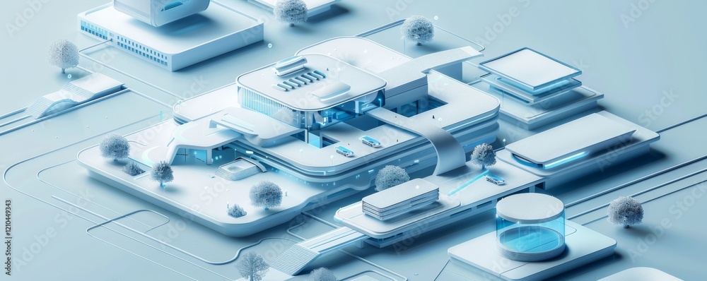blue and white , Advanced smart city, science and technology building ...