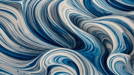 Poster - swirling blue and white patterns create a mesmerizing texture resembling ocean waves or abstract art