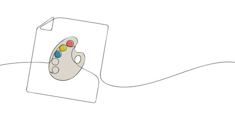 Poster - A single line drawing of a graphic file. Continuous line graphic file with palette icon in color. One line icon png file. Vector illustration.