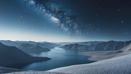 Wall Mural - Wallpaper, beautiful lake between mountains and milky way