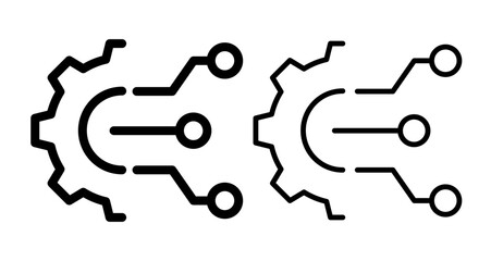 Integration Icons vectors. black solid and liner versions