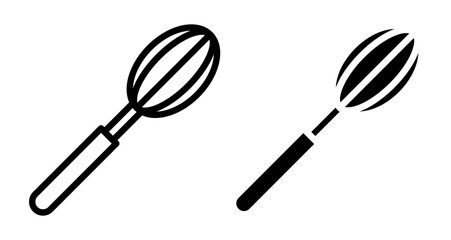 Egg beater Icons vectors. black solid and liner versions