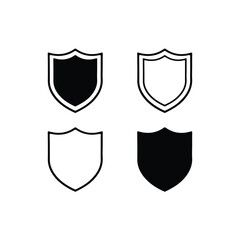 Poster - Shield icon set Retro Vintage design. Color shield shape vector illustration. Badge Geometric isolated Shape Set on a white background.