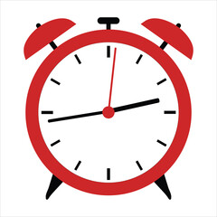 red alarm clock isolated on a white background