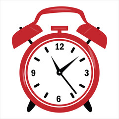 red alarm clock isolated on a white background