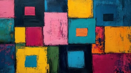 Poster - Vivid abstract geometric movement: dynamic blocks in vibrant colors