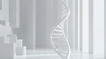 Poster - clean and minimalistic 3d render of dna strand floating in sterile white environment representing advancements in genetic