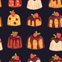 Poster - Poundcake flat illustration, Poundcake seamless pattern