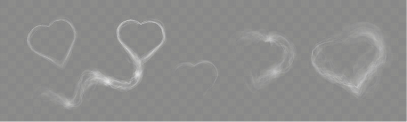 Aufkleber - Transparent smoke hearts on dark background, ethereal design with soft flowing shapes, perfect for romantic, abstract, or mystical concepts.
