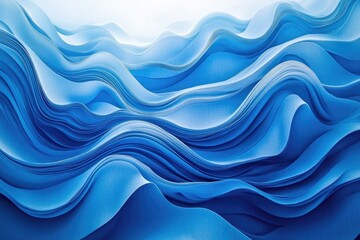 Poster - abstract minimalist representation of ocean waves smooth undulating lines in shades of blue balanced visual composition