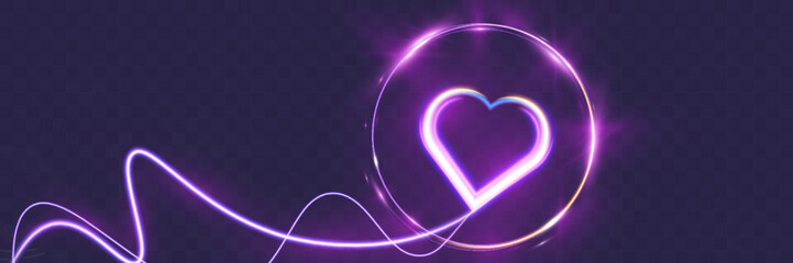 Aufkleber - Glowing neon heart with vibrant pink and blue lights on background. Perfect for romantic, modern, or decorative design.