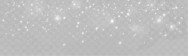 Aufkleber - Sparkling white light particles on transparent background, glowing stars and dust effect, festive glitter overlay, magical illumination, digital abstract decoration.