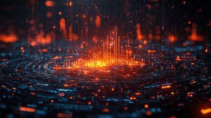 Poster - Dynamic digital data visualization abstract tech environment high-resolution visual art futuristic design showcase close-up perspective concept of data representation