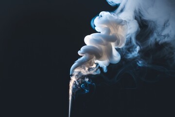 Poster - Abstract swirling smoke plume rising against a dark background, creating a visually captivating image.