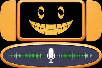 Poster - A smiling robot face on a screen displays an audio waveform, suggesting voice recording or playback.