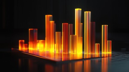 Poster - An artistic representation of a D bar chart with glowing bars and dynamic lighting effects, emphasizing the data visualization in a futuristic style.