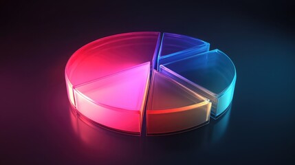 Poster - An artistic representation of a D pie chart with glowing, semi-transparent segments and dynamic lighting effects, emphasizing data visualization in a futuristic style.