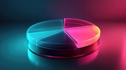 Poster - An artistic representation of a D pie chart with glowing, semi-transparent segments and dynamic lighting effects, emphasizing data visualization in a futuristic style.