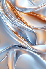 Poster - Flowing liquid waves of silver and gold shimmer subtly with holographic highlights against a soothing pastel gradient, offering a canvas for creative text overlays in a luxurious aesthetic