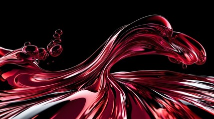 Poster - A splash of red paint on a black background. The splash is very abstract and has a lot of movement. The red paint appears to be flowing and splashing, creating a sense of energy. AI generated.