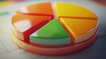 Poster - A close-up view of a D pie chart on a computer screen, with interactive segments and detailed data labels showcasing precise information distribution.