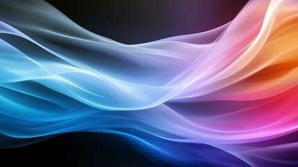Poster - A colorful wave with a blue and orange stripe. The colors are vibrant and the wave is long. AI generated.