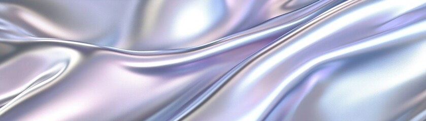 Poster - Smooth liquid metal flows with elegant textures in silver, blue, and lavender. This dynamic and futuristic backdrop offers ample clean space for text overlay, suitable for modern design uses