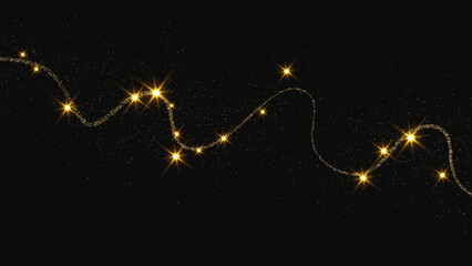 Wall Mural - gold glittering confetti wave and stardust